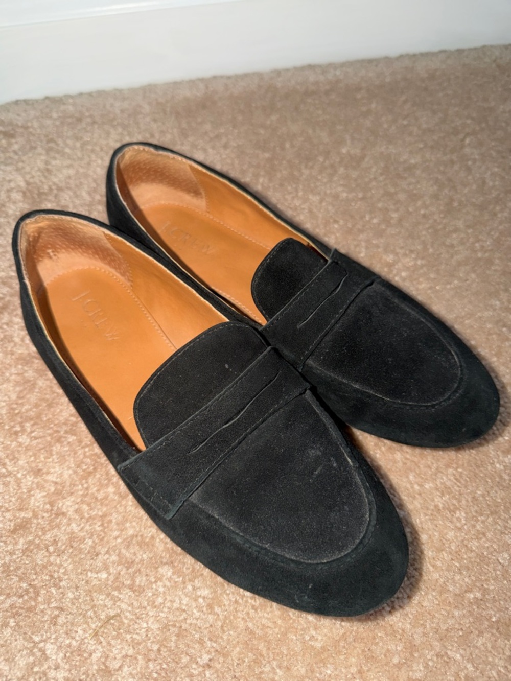 J. Crew Black Suede Penny Loafers